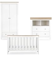 CuddleCo Beaumont Nursery Furniture Set in White - Convertible Baby Cot Bed with Under-Bed Storag...
