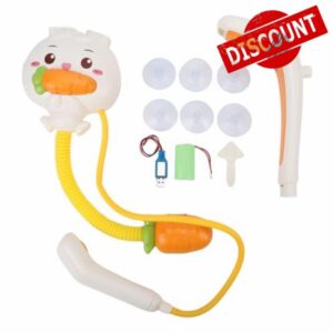 Baby Bath Sprayer Toy for Toddlers Baby Bath Shower Sprayer Head Cute Bunny Double Spray Heads Electric Toy