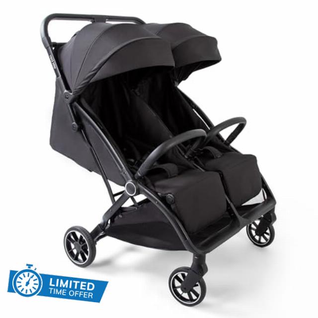 Red Kite Push Me Duet Twin Stroller - Black