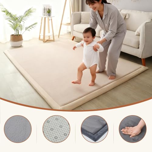 Playmat for Floor with Non-Slip Backing for Crawling