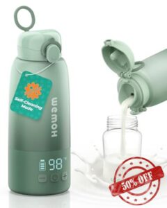 Portable Milk Warmer for Travel with Self-Clean Function