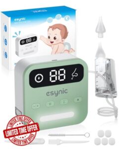 eSynic Professional Electric Nose Aspirator Rechargeable Baby Nasal Aspirator Toddler Nose Sucker Automatic Adults Nose Suction Supports 9 Suction Level&Led Light for Kids Elders etc