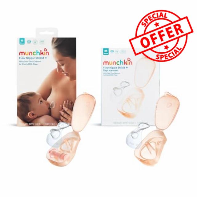 Munchkin Flow 20mm Nipple Shield+ 2 Pack| Nipple Shield+ and Replacement Kit | See Your Milk Flow While You Breastfeed | Breast Feeding & Baby Essentials | Duo Se