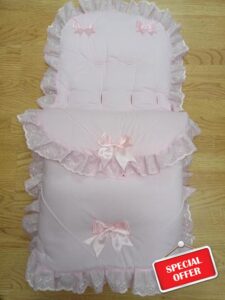 Footmuff Cosytoes Universal fit pram Set Buggy Liner Pushchair Stroller with Bows Colour Pink