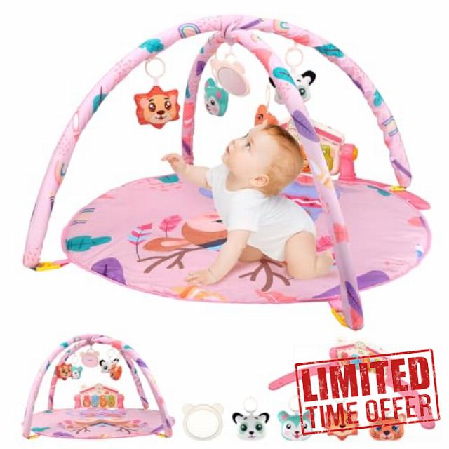 Baby Play Gym Mat Tummy Time Baby Activity Mat with Music and Lights Multi-Sensory Developmental Toys for Newborn Baby 0-12 Months