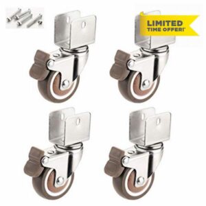 2 Inch Caster Wheels for Furniture - Heavy Duty Trolley Casters with U-Shaped Bracket - 4 Sets Included(4 brake 25mm)