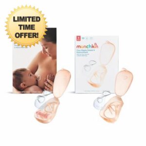 Munchkin Flow 16mm Nipple Shield+ 2 Pack| Nipple Shield+ and Replacement Kit | See Your Milk Flow While You Breastfeed | Breast Feeding & Baby Essentials | Duo Se
