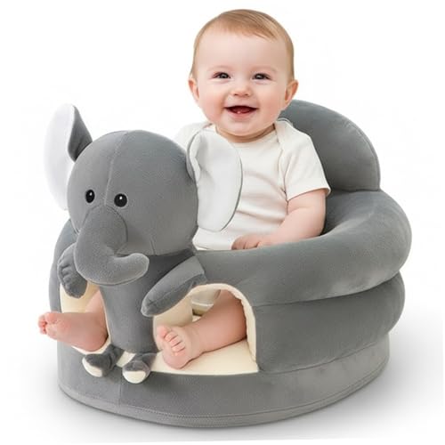 Cute Cartoon Grey Elephant Infant Sit Up Chair Plush Sofa for Bedroom
