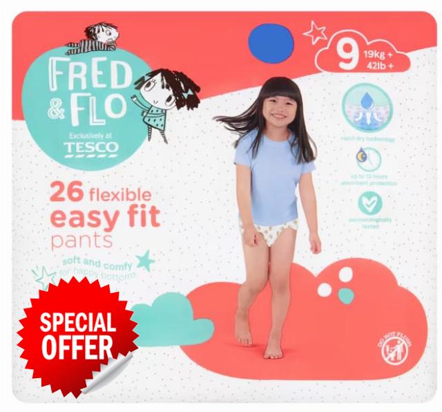 Fred & Flo 26 Easy Fit Nappy Pants Size 9 - (Pack of 6)
