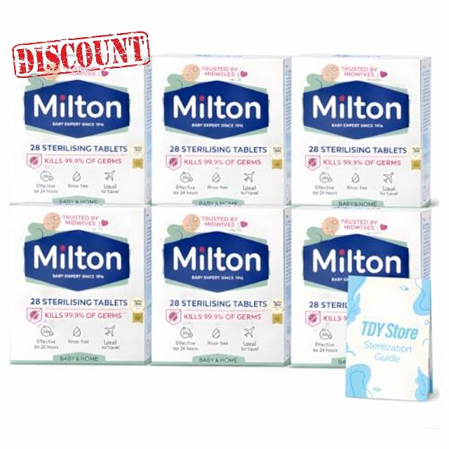 6 x Milton Baby 168 Sterilising Tablets - TDY Bundle Including TDY Steralization Guide