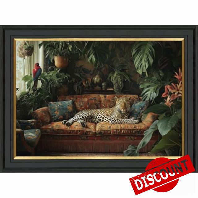 wilko Lounging Leopard Framed Print