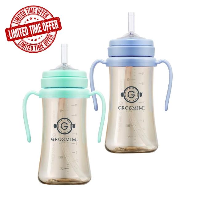 GROSMIMI Spill Proof Magic Sippy Cup with Straw with Handle for Baby and Toddlers