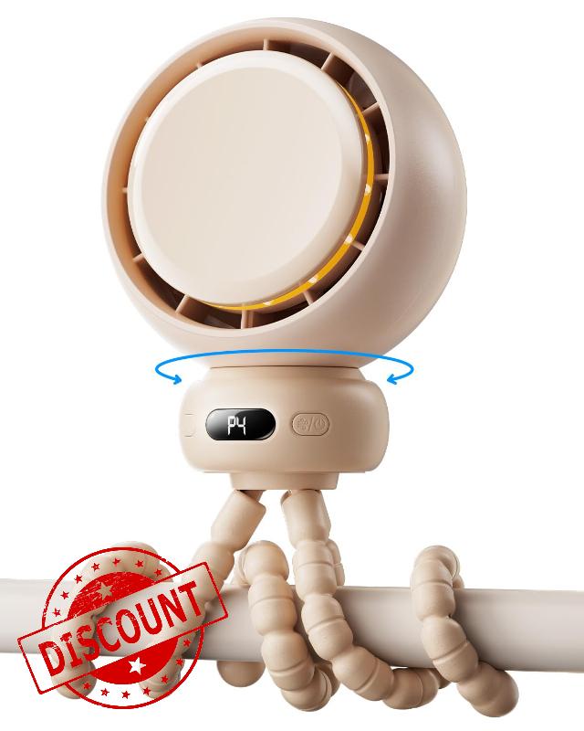 Portable Pram Fan - 60° Auto Oscillating Stroller Fan