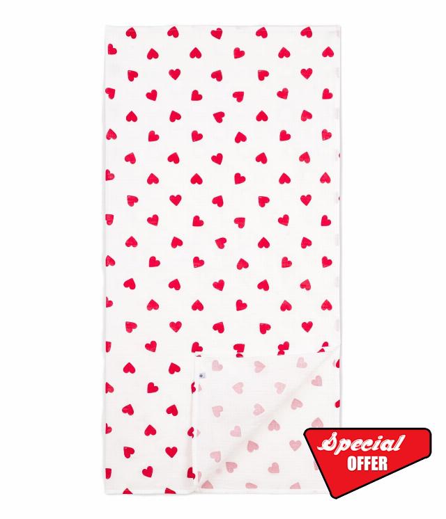 Petit Bateau Cotton Baby Swaddle with Heart Print Red