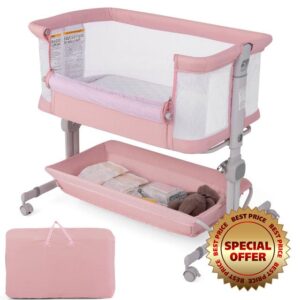 GYMAX Baby Bedside Crib