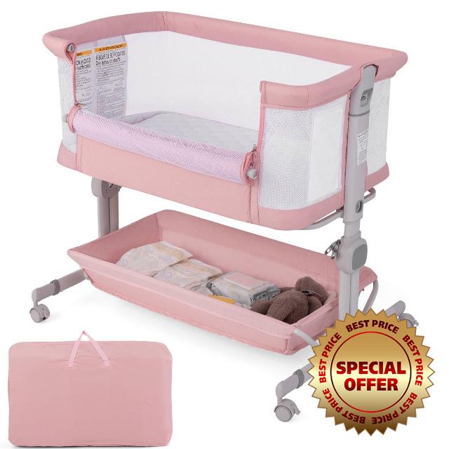 GYMAX Baby Bedside Crib