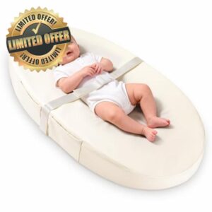 Vegan Leather Baby Changing Mat with Wipeable & Waterproof PU Cover (80 x 40 x 10cm) Baby Nappy Changing Mat for Dresser with Anti-Roll & Non-Slip Safety Belt & Storage