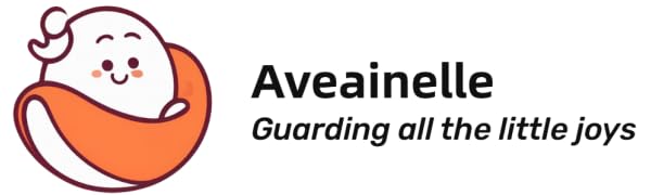 Text reads 'Aveainelle' with 'Searching all the little joys'. Simple illustration featuring pink and orange cartoon face designs.