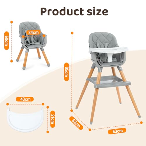 Adjustable for 6 Months to 6 Years Gray (Gray with Storage Shelf)