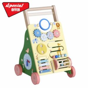 10-in-1 Wooden Baby Walker with Adjustable Height