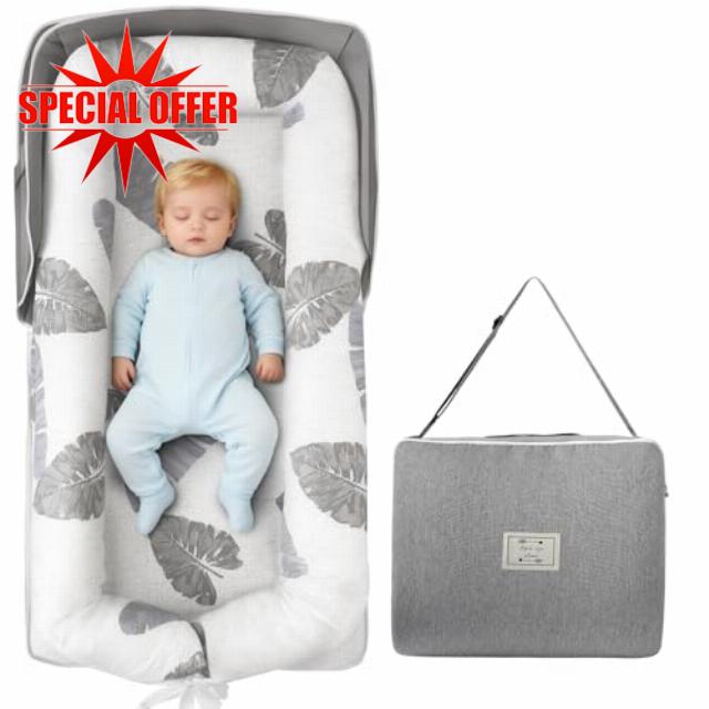 Baby Nest Pod for Newborn - Foldable Baby Nest Pillow with Adjustable U-Shaped Bumper