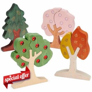 ickit seasonal gem trees puzzle – 12 pcs wooden seasonal trees puzzle with inset gems