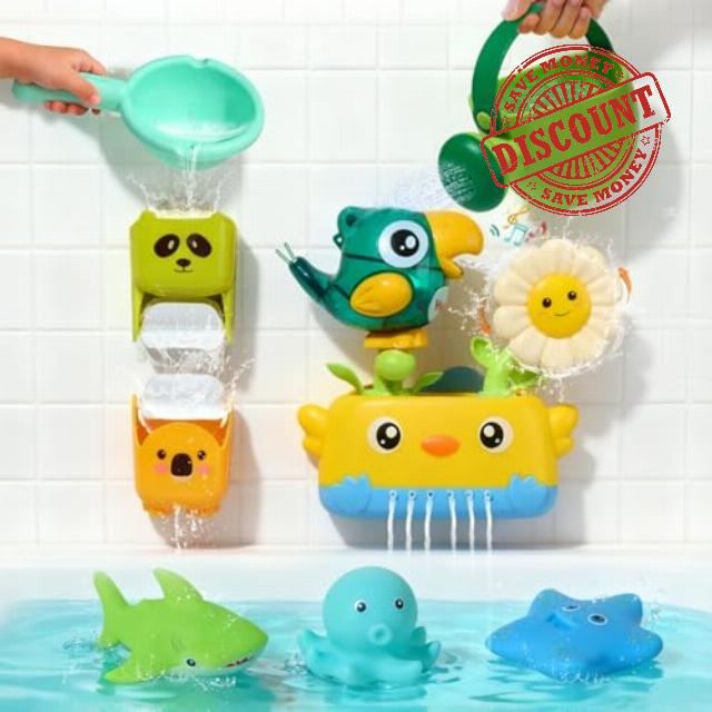 GINNO Baby Bath Toys for 1 2 3 4 Year Olds Toddler Kids - Mold Free Interactive Bath Toys for Toddler 2-4 Bathtub Water Play Shower Toys with Watering Can and Tub Toys for Babies 12 18 Months