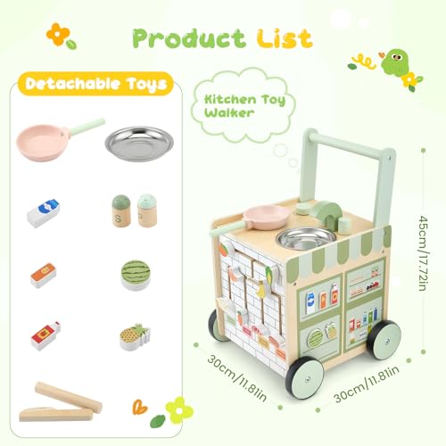 Baby Push Walker with Activity Center-Kitchen Theme Tool Pan