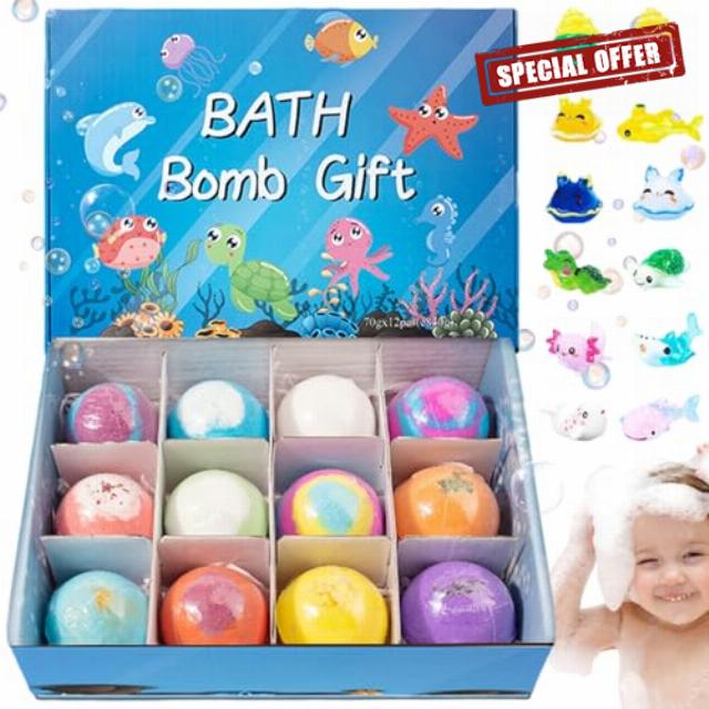 12Pcs/Set Bath Bombs with Toys Inside 2 Inch Bath Bombs with Cute Animal Toys