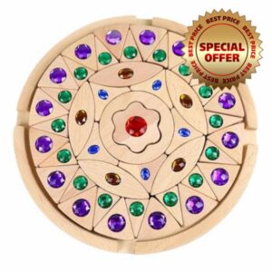 Gem Stacking Blocks | Wooden Gemstone Blocks Puzzle - Sparkling Gemstone Puzzle