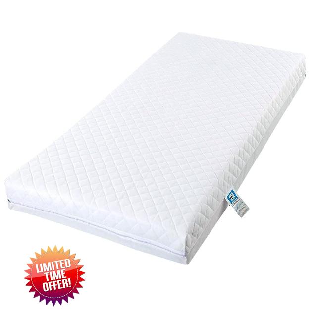 MOTHER LAND cot bed mattress 120x60 x10 cm is designed with supportive foam to provide stable comfort for babies