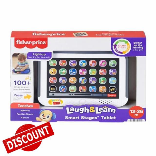Fisher-Price Toddler Learning Toy Laugh & Learn Smart Stages Tablet Pretend Computer with Music & Lights for Ages 1+ Years
