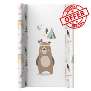Kikido Changing Mat 50x70 - Teddy - Anti-Roll Baby Changing Pad - Universal Mat with Safety Edges