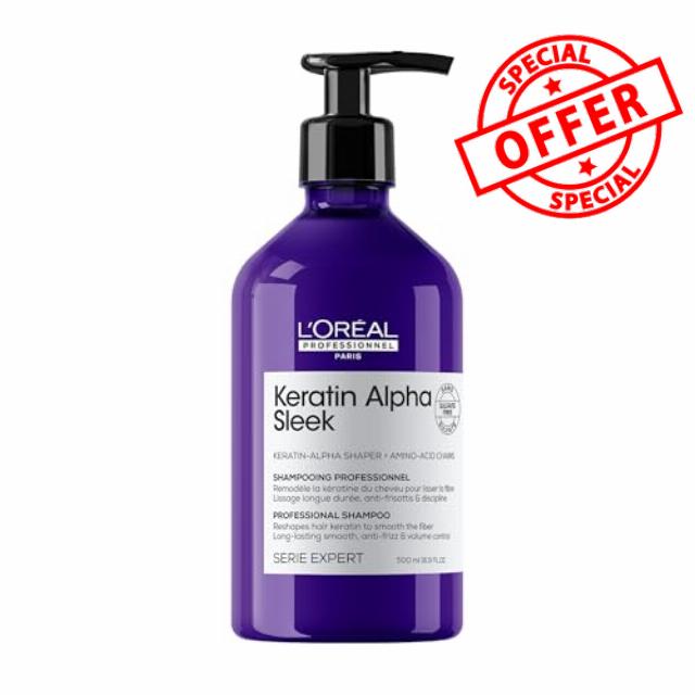L'Oréal Professionnel Keratin Alpha Sleek Sulphate-Free Shampoo for Smoothing & Frizz Control