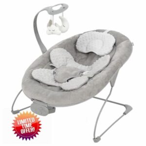 Puggle Comfy Snug Plush Music & Vibration Bouncer - Melange Grey