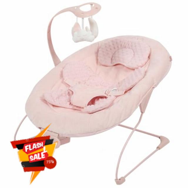 Puggle Comfy Snug Plush Music & Vibration Bouncer - Rose Pink