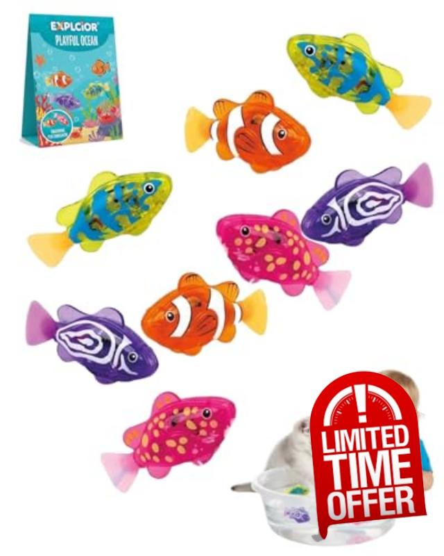 Swimming Robot Fish Toy Electronic Pet Fish Bath Toy Interactive Colorful Cat Pool Toys Robotic Fishes with LED Light Waterproof Magic Water-Activated Glowing Swimming Fishes Luminous Function(8pcs)