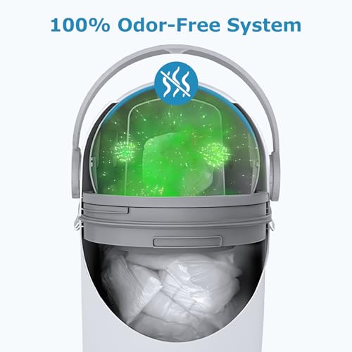 Compact Nappy Disposal Bin for Nursery Bathroom Bedroom (White)