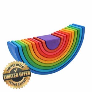 Bewinner Grimms Colorful Wooden Stacking Blocks Nesting Toy for Children Educational Playtime