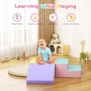 PU Leather Baby Soft Play Set for Crawling and Climbing - Foam Blocks Montessori Toys