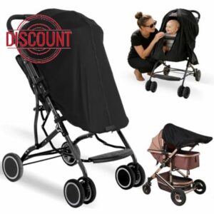 Pram and Stroller Sun Shade Cover Blocks UV UPF50+ Baby Sleep Aid and Breathable Blackout Canopy for Pushchairs Buggies and Travel Strollers