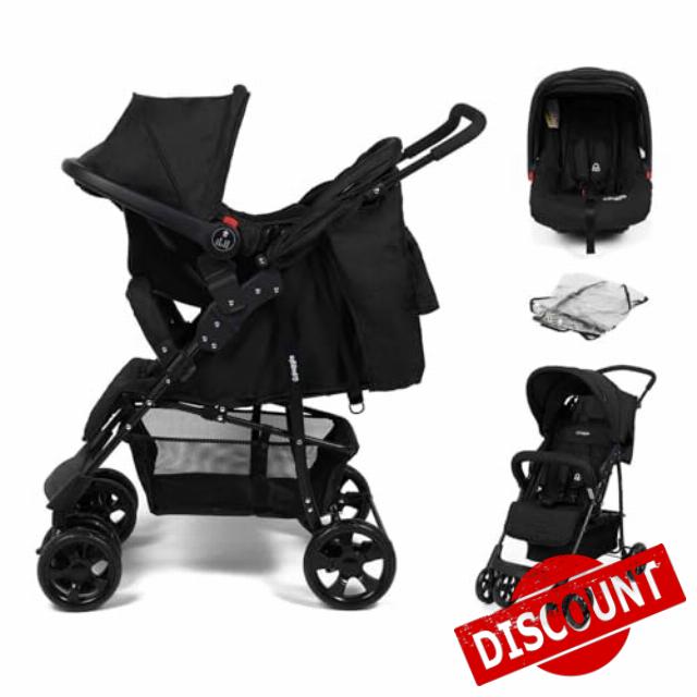 Puggle Lowton Luxe 2-in-1 Travel System with Rain Cover - Storm Black