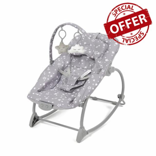 Puggle 3-in-1 Infant Toddler Musical & Vibration Rocker - Scattered Stars Grey