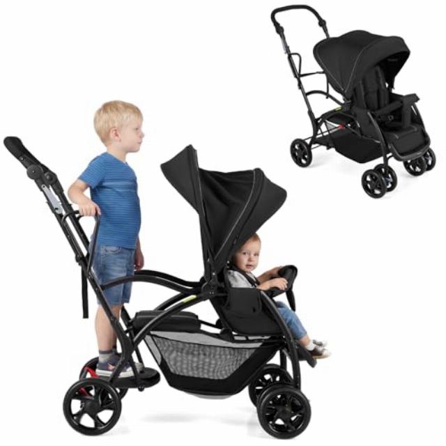 GYMAX Twin Tandem Baby Stroller