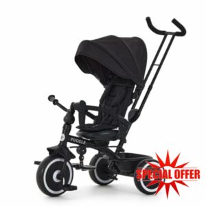 Puggle Easy Twist 6-in-1 Folding Trike with Parent Handle - Midnight Black (9 Months - 5 Years)