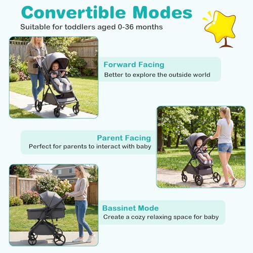 Foldable Travel System Pram with Reversible Seat