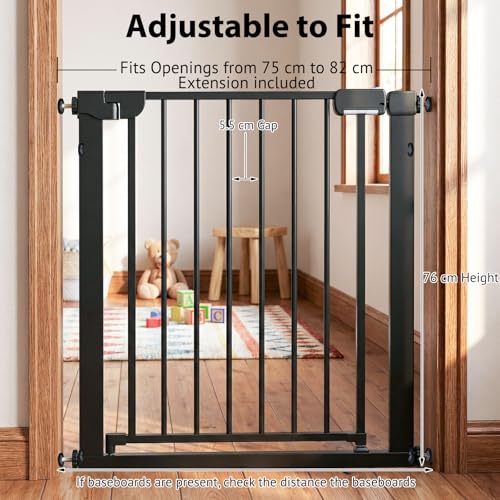 One Hand Opening Metal Walk Through Dog Gate for Kids Pets