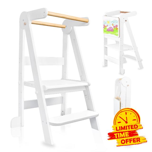 Uuoeebb Foldable Learning Tower with 3 Adjustable Height
