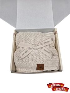 ZOE Baby Blanket Beige - Stroller Blanket & Cuddle Blanket made from 50% Recycled Cotton & 50% Polyester - GRS & OEKO-TEX Class 1 - Soft & Washable - Gift Box