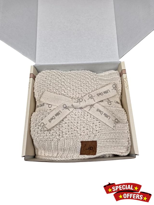 ZOE Baby Blanket Beige - Stroller Blanket & Cuddle Blanket made from 50% Recycled Cotton & 50% Polyester - GRS & OEKO-TEX Class 1 - Soft & Washable - Gift Box